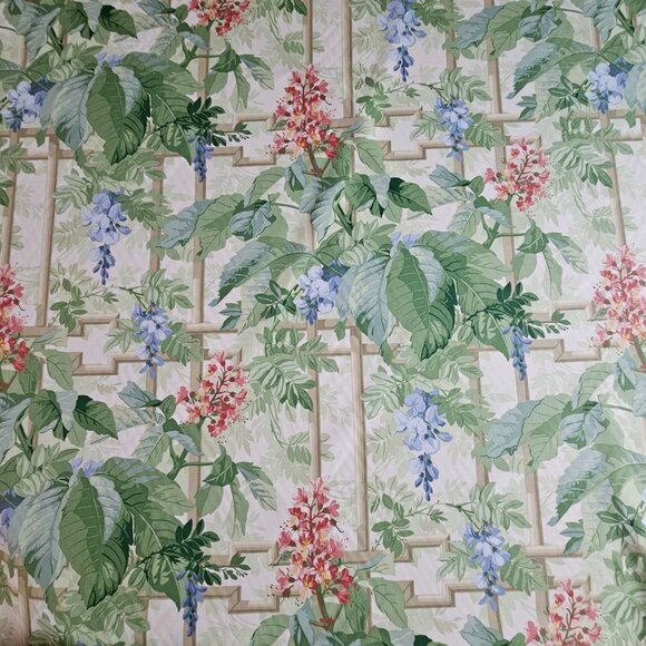 Greeff Fabric Springwood Fret Floral Screen Print Polished Cotton 4.5 Yards 54" - Picture 1 of 9